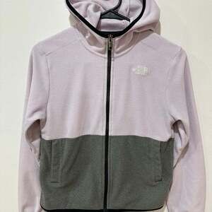 The North Face Girls’ Glacier Gray & Purple Full Zip Fleece Hoodie Size 10